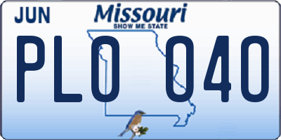 MO license plate PL0O4O