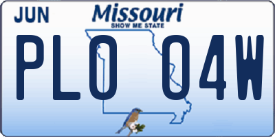 MO license plate PL0O4W