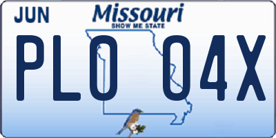 MO license plate PL0O4X