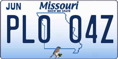 MO license plate PL0O4Z
