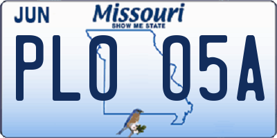 MO license plate PL0O5A