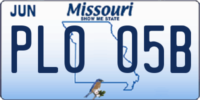 MO license plate PL0O5B