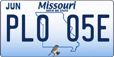 MO license plate PL0O5E