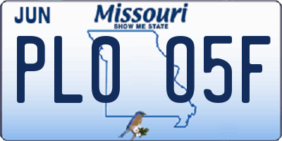 MO license plate PL0O5F