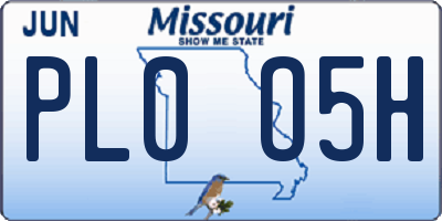 MO license plate PL0O5H