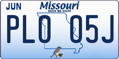 MO license plate PL0O5J