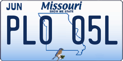 MO license plate PL0O5L