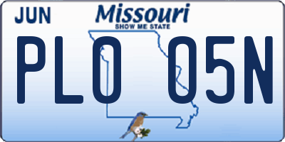 MO license plate PL0O5N