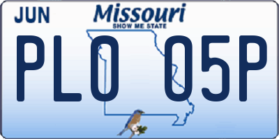 MO license plate PL0O5P