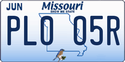 MO license plate PL0O5R
