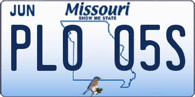 MO license plate PL0O5S