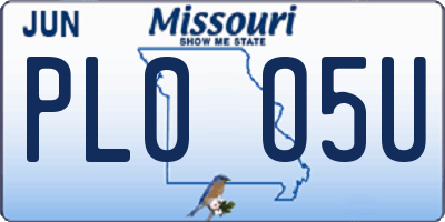 MO license plate PL0O5U