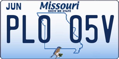 MO license plate PL0O5V