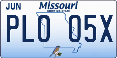 MO license plate PL0O5X