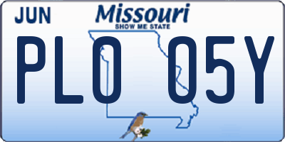 MO license plate PL0O5Y
