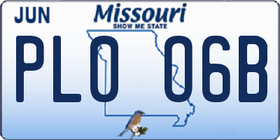 MO license plate PL0O6B