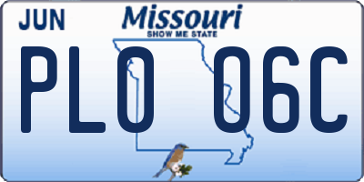 MO license plate PL0O6C