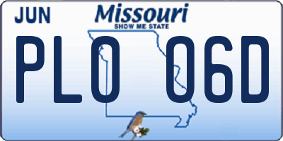 MO license plate PL0O6D