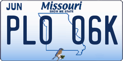 MO license plate PL0O6K