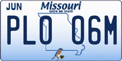 MO license plate PL0O6M