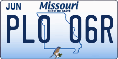 MO license plate PL0O6R