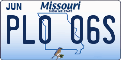 MO license plate PL0O6S