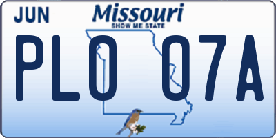 MO license plate PL0O7A