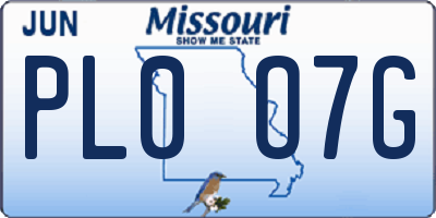 MO license plate PL0O7G