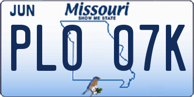 MO license plate PL0O7K
