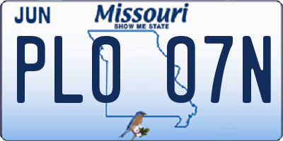 MO license plate PL0O7N