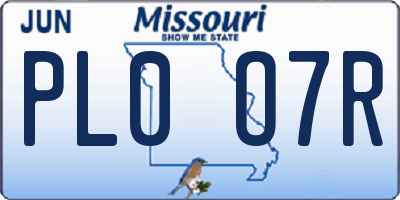 MO license plate PL0O7R