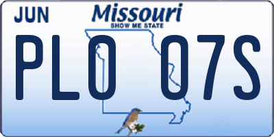 MO license plate PL0O7S