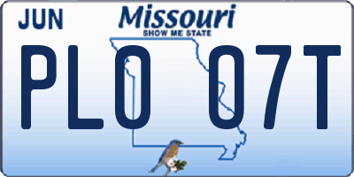 MO license plate PL0O7T