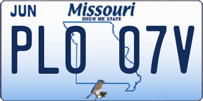 MO license plate PL0O7V