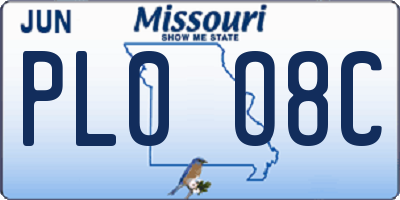 MO license plate PL0O8C