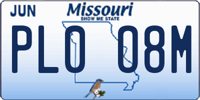 MO license plate PL0O8M