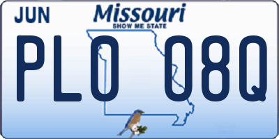 MO license plate PL0O8Q