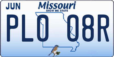 MO license plate PL0O8R