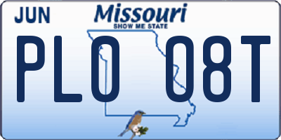 MO license plate PL0O8T