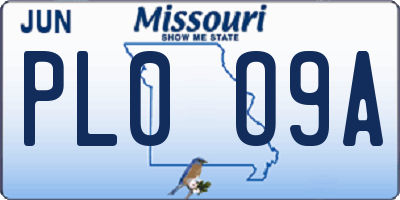 MO license plate PL0O9A