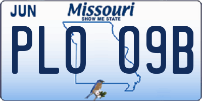 MO license plate PL0O9B