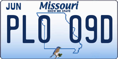 MO license plate PL0O9D