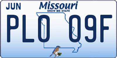 MO license plate PL0O9F