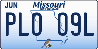 MO license plate PL0O9L