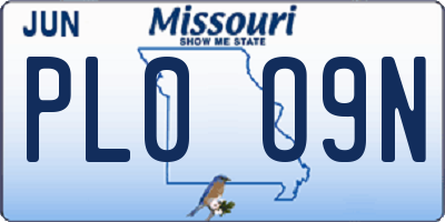 MO license plate PL0O9N