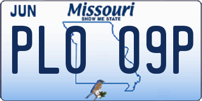 MO license plate PL0O9P