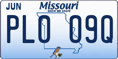 MO license plate PL0O9Q