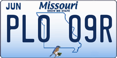 MO license plate PL0O9R