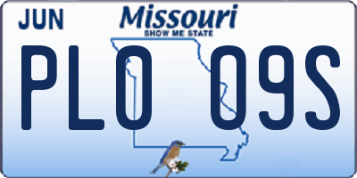 MO license plate PL0O9S