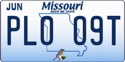 MO license plate PL0O9T
